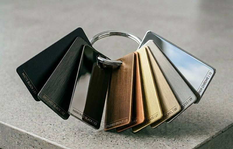 Voda coloured tapware metal swatches