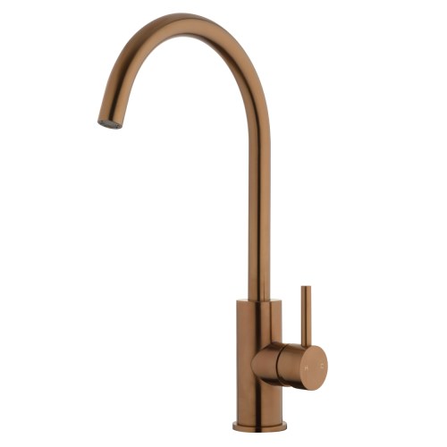 Storm Gooseneck Sink Mixer - Cold Start - Brushed Copper (PVD)