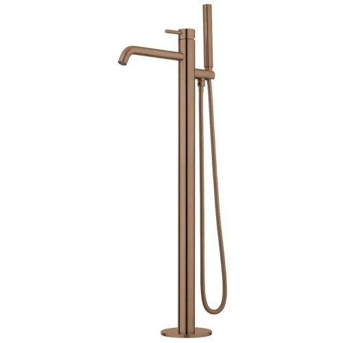 Storm Floor Mounted Bath Mixer with Hand Shower - Brushed Copper (PVD)